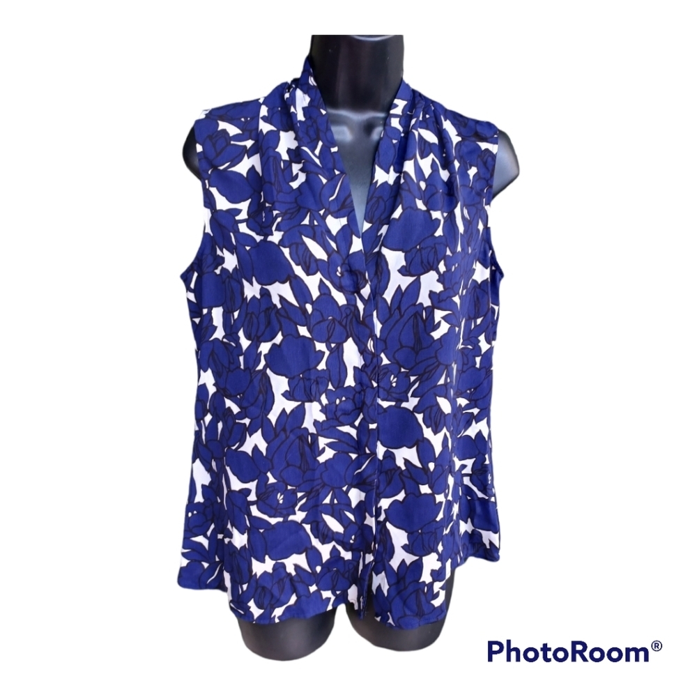 Banana Republic Blue Floral Sleeveless Top Sz 10P
